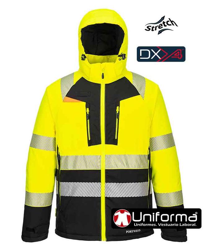 Chaqueta de trabajo de alta visibilidad en tejido elástico DX4 en Uniforma