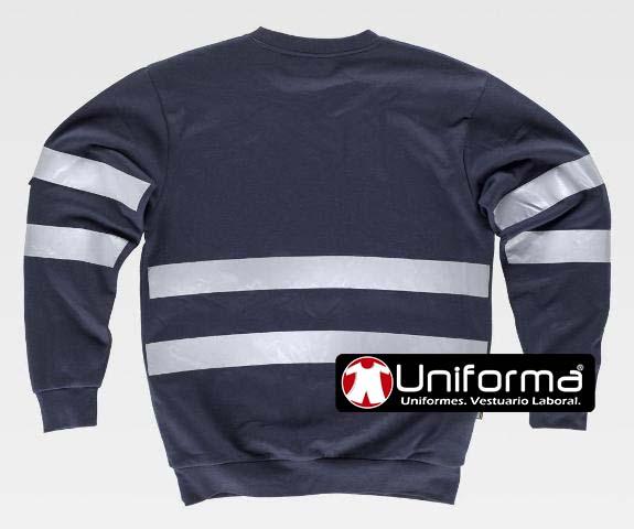 Sudadera de trabajo marino con cintas reflectantes de color gris personalizable con logo de empresa en uniforma