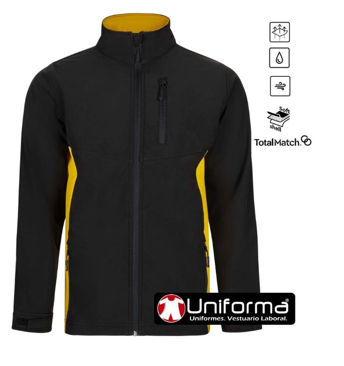 Softshell Bicolor Personalizables en Uniforma Chaqueta de trabajo softshell bicolor cortavientos, impermeables, elásticos, personalizables con logo de empresa en Uniforma