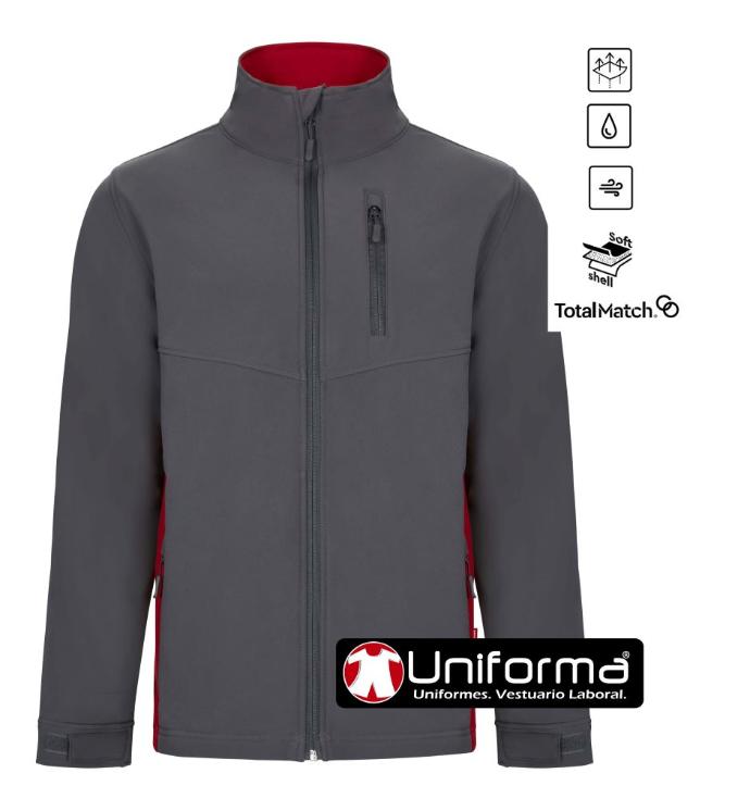 Softshell Bicolor Personalizables en Uniforma Chaqueta de trabajo softshell bicolor cortavientos, impermeables, elásticos, personalizables con logo de empresa en Uniforma