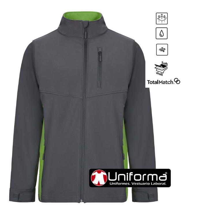 Softshell Bicolor Personalizables en Uniforma Chaqueta de trabajo softshell bicolor cortavientos, impermeables, elásticos, personalizables con logo de empresa en Uniforma