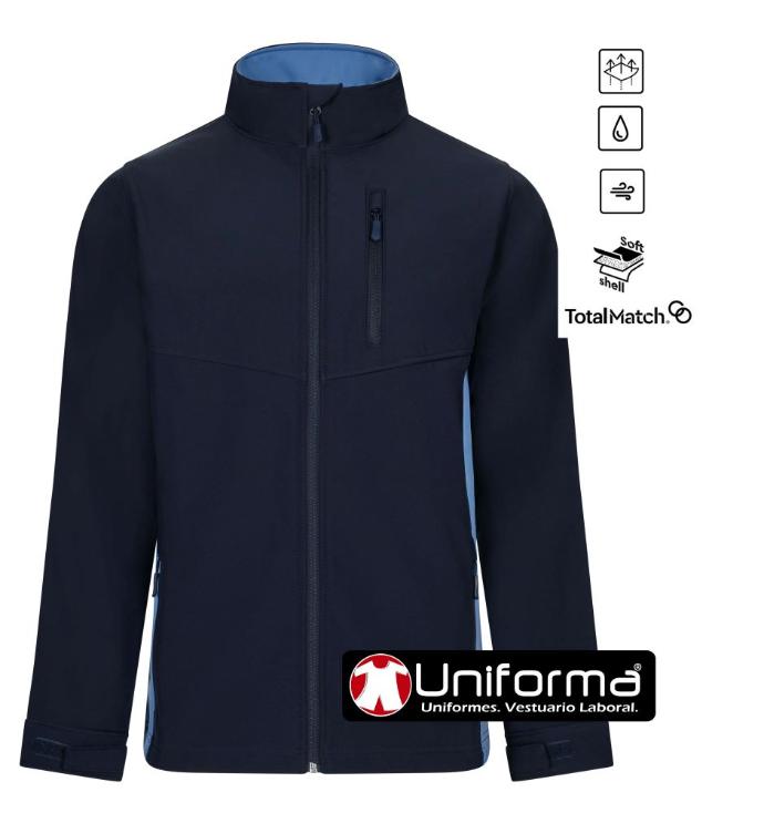 Softshell Bicolor Personalizables en Uniforma Chaqueta de trabajo softshell bicolor cortavientos, impermeables, elásticos, personalizables con logo de empresa en Uniforma