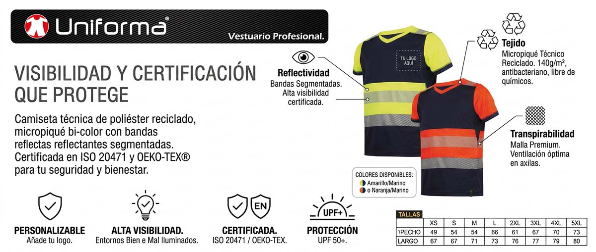 Camiseta bicolor Alta Visibilidad Reciclada en uniforma