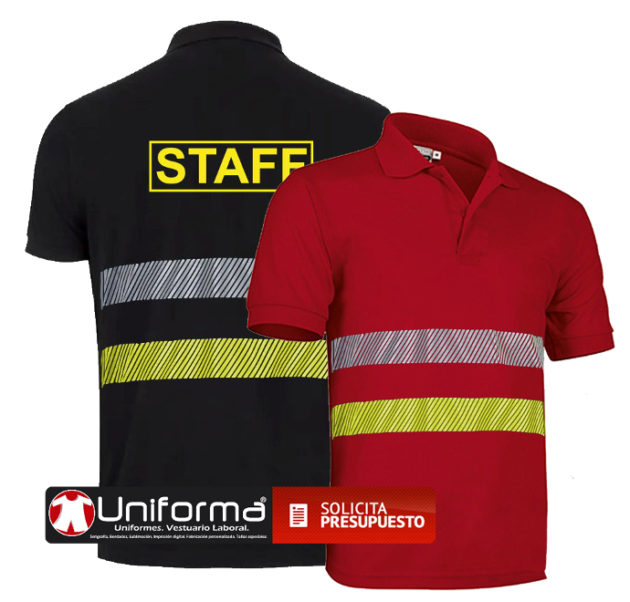 Polos de algodón de visibilidad realzada personalizables para empresas en uniforma
