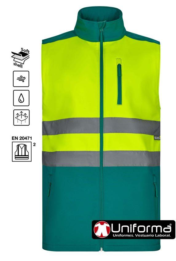 Chaleco de trabajo reflectante tipo softshell de alta visibilidad clase 2 en uniforma