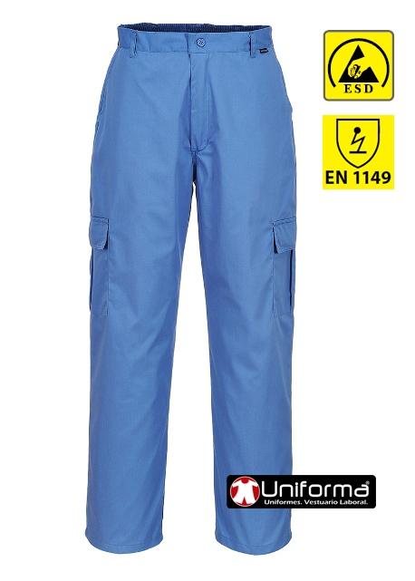 Pantalón ESD EN1149 anti estático disipativo con fibra de carbono conductora personalizable en uniforma