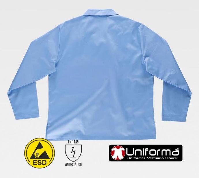 Casaca Camisa de trabajo ESD EN1149 disipativa de la carga electroestática anti estática con fibra conductora, personalizable con logo de empresa en uniforma