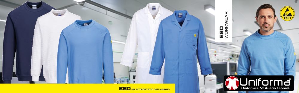 Ropa de trabajo antiestática ESD disipativa de la carga electroestática con fibra conductora para proteger los componentes electrónicos personalizable con logo de empresa en uniforma 