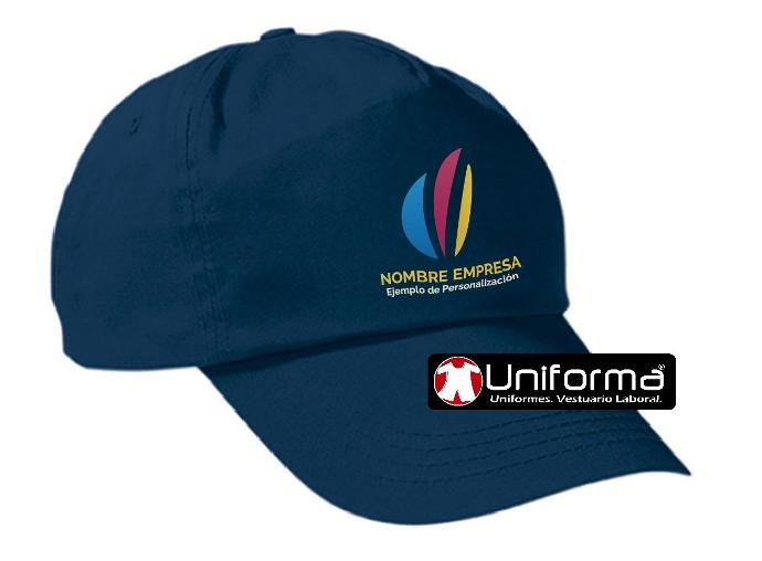 Gorra personalizada con logo a todo color en el frontal de color azul marino en Uniforma