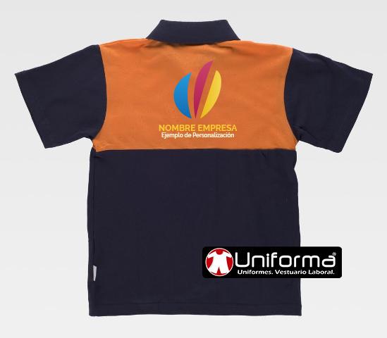 Polo de algodón con tejido de alta visibilidad, personalizable con logo a todo color, bandas reflectantes y de alta visibilidad en uniforma