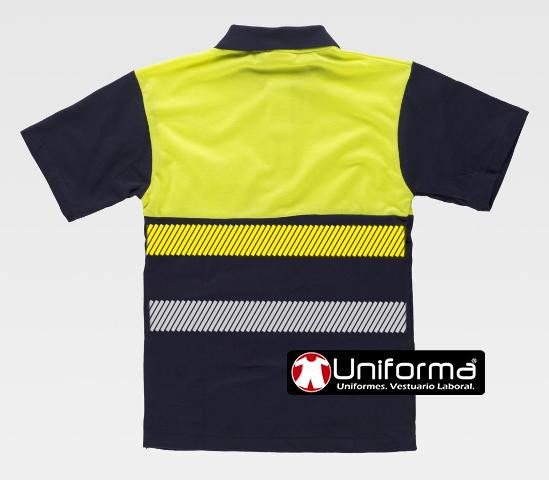 Polo de trabajo de algodón con tejido de alta visibilidad personalizado con bandas reflectantes gris y amarillas