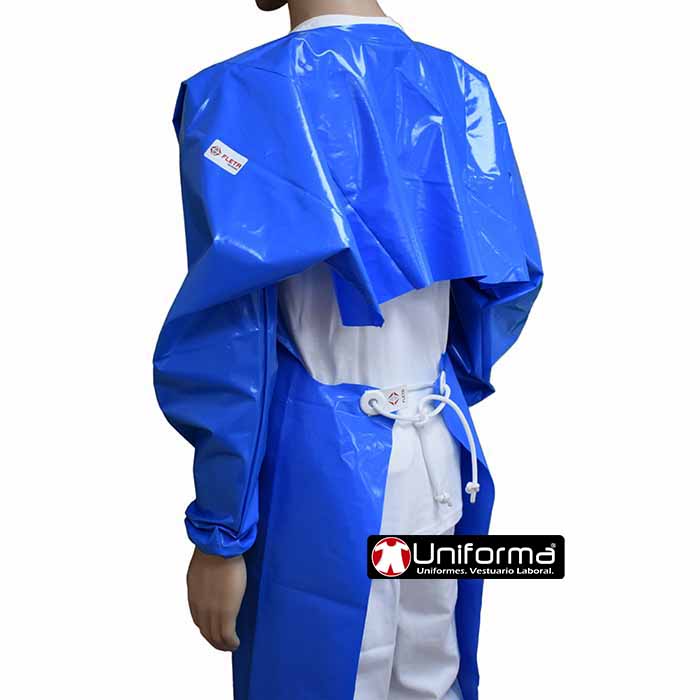 Delantal con Mangas TPU para la industria alimentaria, fabricado en TPU, de alta resistencia, sin costuras, cómodo y elástico, impermeable, personalizable un Uniforma.  - FL792