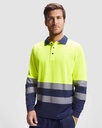 Polo de trabajo de Manga Larga de Alta Visibilidad con bandas reflectantes del tipo segmentadas discontinuas para mejor transpirabilidad, personalizable con logo de empresa en Uniforma - LY9319