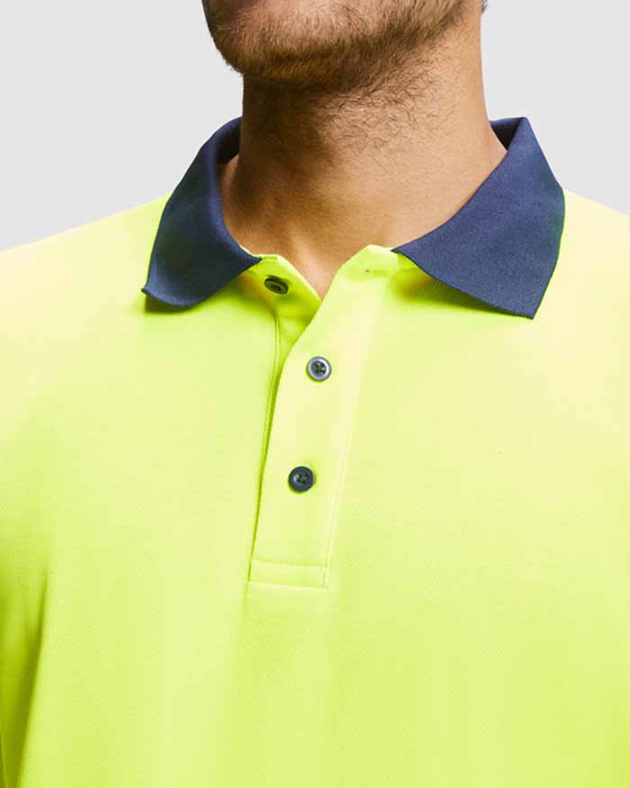 Polo de trabajo de Manga Larga de Alta Visibilidad con bandas reflectantes del tipo segmentadas discontinuas para mejor transpirabilidad, personalizable con logo de empresa en Uniforma - LY9319