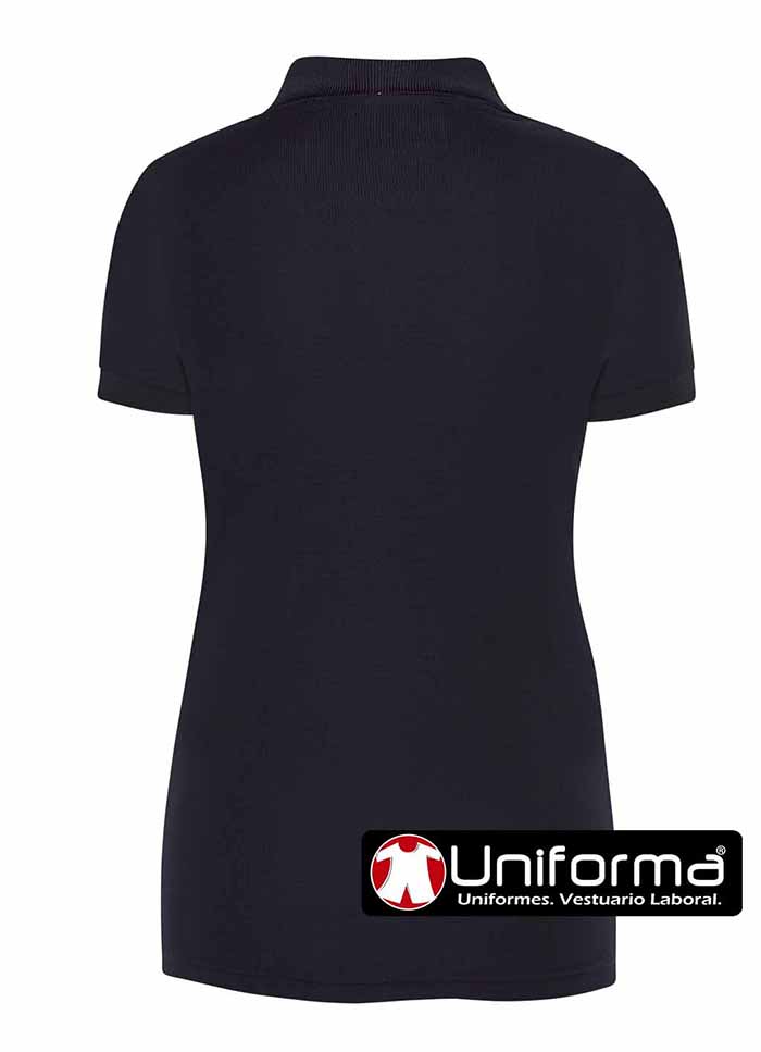 Polo Azul Marino Técnico de Mujer en 100% Poliéster microperforado con elegante tejido de piqué formado por micro cuadritos, para uso diario, resistente, de lavado fácil, sin plancha, personalizable con logo de empresa en Uniforma   - HK4260