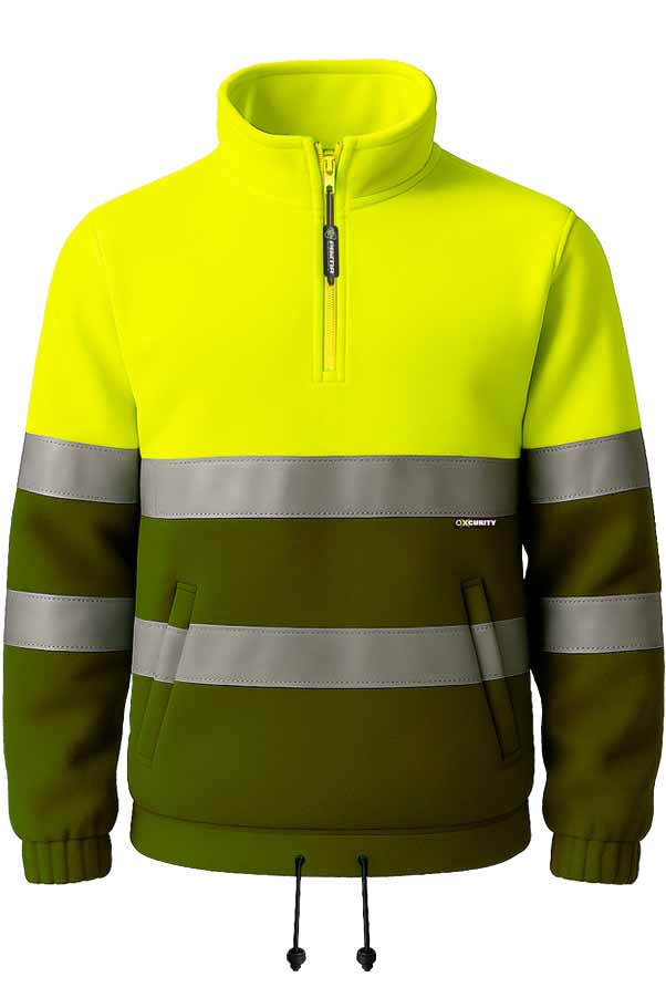 Polar Amarillo reflectante de alta Visibilidad y verde , con Media Cremallera Naranja Marino, personalizable con logo de empresa en Uniforma - PR5622