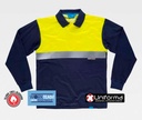 Polo de trabajo Bicolor Anti-bacterias Manga larga de diseño bicolor con bandas reflectantes, con tratamiento de iones de plata para inhibir el crecimiento de hongos y bacterias, así como evitar los malos olores, personalizable con logo de empresa en uniforma  - TC3443