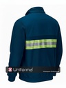 Jersey Polar Media Cremallera color azul marino Banda Reflectante Bicolor extra ancha de 7cm, personalizable con logo de empresa en Uniforma. - UN1640