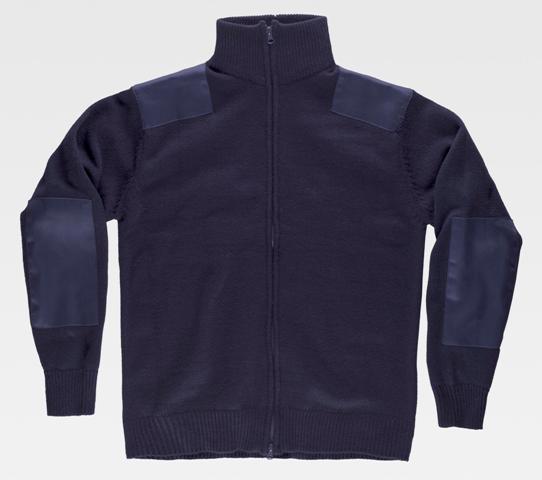 Chaqueta de punto con cierre de cremallera completa, cuello alto, tipo jersey grueso, con tejido de refuerzos en los codos y en los hombros, personalizable con logo de empresa en uniforma - TS4500 - TS4500