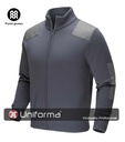 Jersey de color gris de cremallera completa, cuello alto, en tejido grueso de punto, con refuerzos de tejido en hombros y codos, personalizable con logo de empresa en Uniforma - TS4500