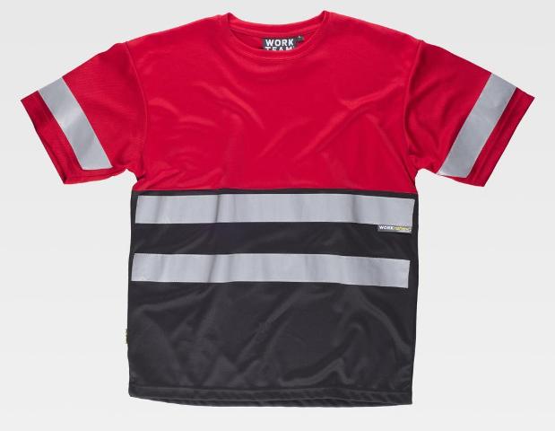 Camiseta técnica combinada bicolor cintas reflectantes alta visibilidad en uniforma