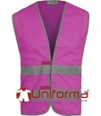 Chalecos de trabajo de color rosa con Bandas Reflectantes de alta visibilidad personalizable con logo de empresa en Uniforma.
