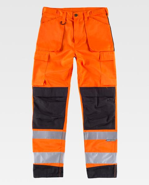 Pantalón naranja reflectante Reforzado de Alta Visibilidad para ambulancias y técnicos de emergencia sanitaria en uniforma  - TC2912
