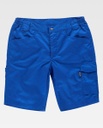 Pantalón de trabajo corto de color azul tipo bermudas fresco para combatir el calor, de tejido elástico cómodo multi bolsillos, bolsillos de cargo, personalizable con logo de empresa en uniforma - TB4035