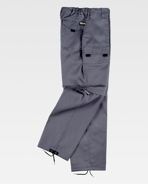 Pantalón de trabajo mutlibolsillos desmontables convertibles en bermudas Uniforma TB1420 Gris