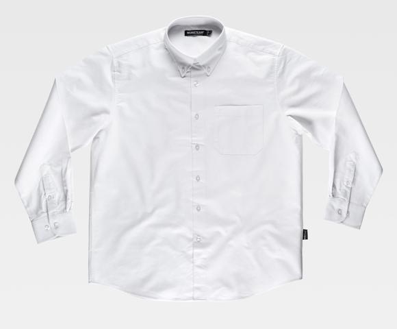 Camisa de trabajo Oxford algodón manga larga blanca