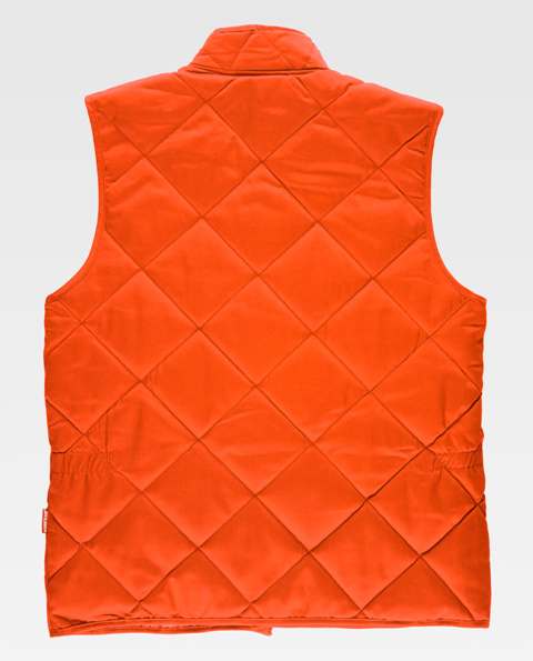 Chaleco de trabajo acolchado contra el frío, para la industria de la alimentación y manipuladores de alimentos sin bolsillos exteriores, de color naranja, personalizable con logo de empresa en Uniforma - TB3011
