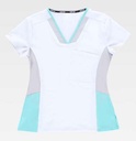 Casaca de trabajo cómoda elástica de diseño Bicolor Entallada Elástica para mujer, para uniformes de estética, clínica y farmacia, personalizable con logo de empresa en Uniforma  - TB6951