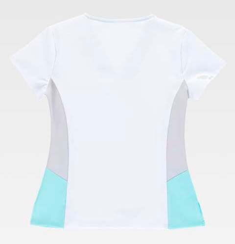 Casaca de trabajo cómoda elástica de diseño Bicolor Entallada Elástica para mujer, para uniformes de estética, clínica y farmacia, personalizable con logo de empresa en Uniforma  - TB6951
