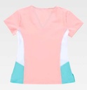 Casaca de trabajo cómoda elástica de diseño Bicolor Entallada Elástica para mujer, para uniformes de estética, clínica y farmacia, personalizable con logo de empresa en Uniforma  - TB6951