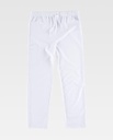 Pantalón de trabajo de color blanco cómodo elástico para el sector servicios, tipo pijama sanitario, para empresas de limpieza, sanitarias, enfermeras, dentistas, hoteles, con cintura de goma y tejido elástico, personalizable con logo de empresa en uniforma  - TB6920