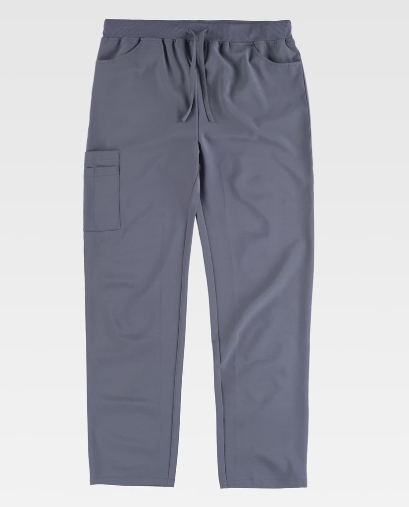 Pantalón de trabajo de color gris plomo cómodo elástico para el sector servicios, tipo pijama sanitario, para empresas de limpieza, sanitarias, enfermeras, dentistas, hoteles, con cintura de goma y tejido elástico, personalizable con logo de empresa en uniforma  - TB6920