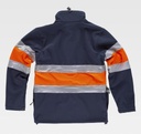 Chaqueta de trabajo tipo Softshell de triple capa de color azul marino con Alta visibilidad y bandas reflectantes, personalizable con logo de empresa en Uniforma - TS9520