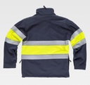 Chaqueta de trabajo tipo Softshell de triple capa de color azul marino con Alta visibilidad y bandas reflectantes, personalizable con logo de empresa en Uniforma - TS9520