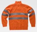 Jersey de trabajo de alta visibilidad naranja flúor con bandas reflectantes en torso y mangas, personalizable con logo de empresa en Uniforma  TC5508