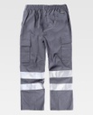 Pantalón de trabajo de color gris de 100% Algodón con Bandas Reflectantes grises de alta visibilidad en las perneras, personalizable con logo de empresa en uniforma - TB1447