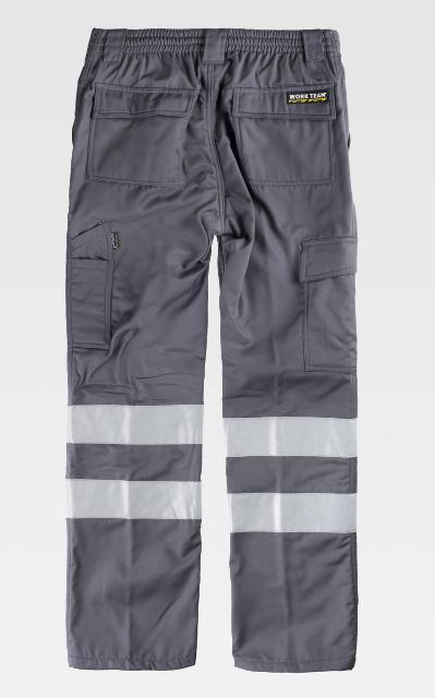 Pantalón de trabajo de Invierno de color gris con forro interno de tejido polar para bajas temperaturas, con Bandas Reflectantes en las perneras, personalizable con logo de empresa en Uniforma - TB1417