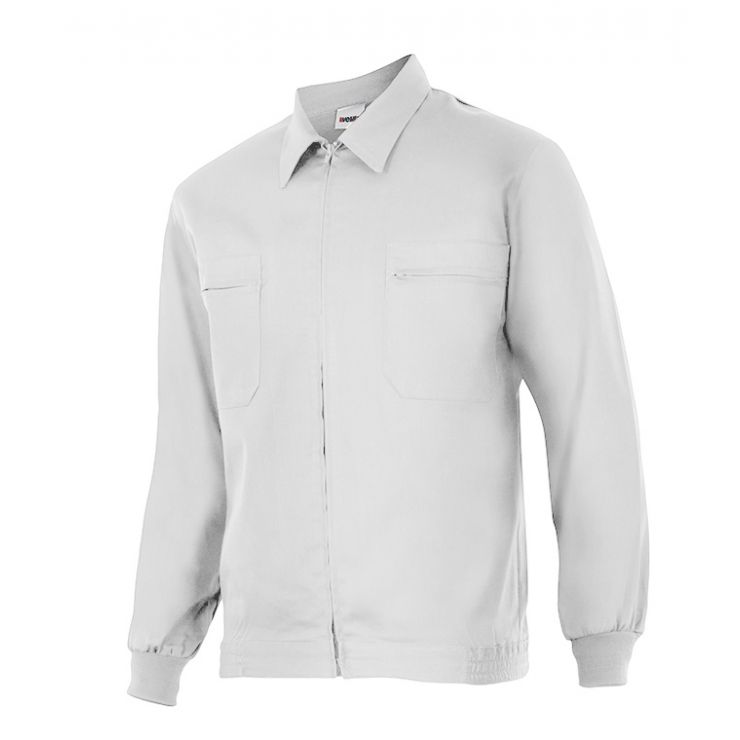 Cazadora trabajo Cremallera bolsillos cintura elastica uniforma V61601 Blanco