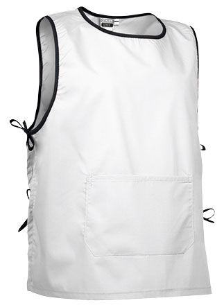 Casulla Peto Ajustable económica de color blanco, con bolsillo central y personalizable con logo de empresa en Uniforma  - VL4010 Blanco