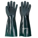 Guantes de trabajo de color verde de PVC de doble inmersión de 45 cm de largo en uniforma  - PA845