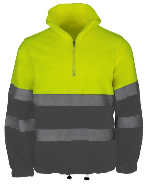 Chaqueta Polar de alta Visibilidad con cierre de Media Cremallera Amarillo Gris, personalizable con logo de empresa en Uniforma - PR5622