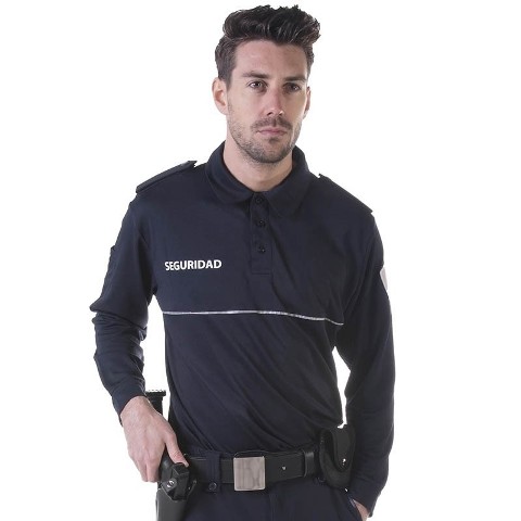 Polo Marino de Guarda jurado y vigilante de seguridad en tejido técnico transpirable  personalizable con logo o textos de empresa en uniforma -TR160