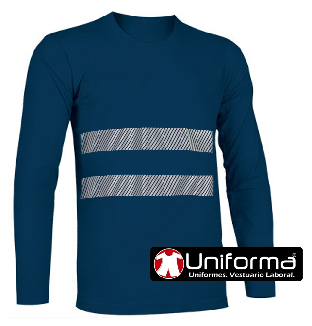 Camiseta Manga Larga algodón 100% Bandas Reflectantes UN004