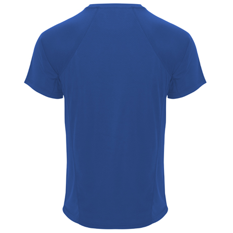 Camiseta azul royal técnica de manga corta ranglán con el tejido de la espalda de Rejilla extra transpirable para combatir el calor, resistente, indeformable, personalizable con logo de empresa en uniforma - LY6401