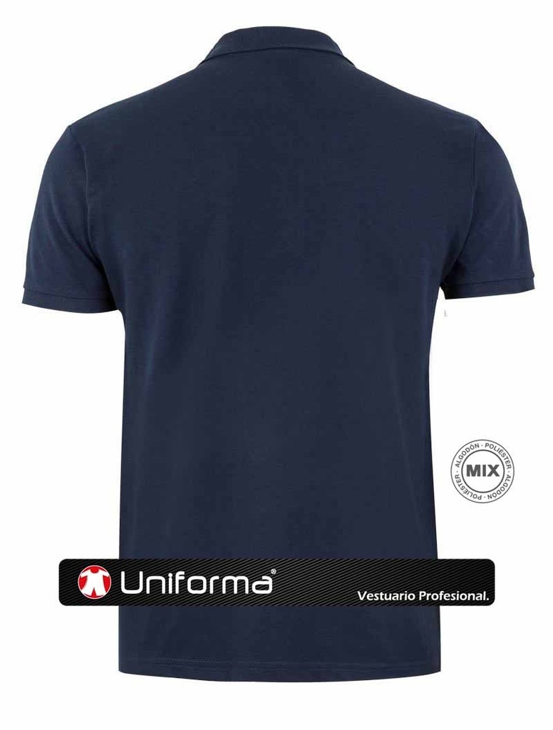 Polo de manga corta de color azul marino, de poliéster con algodón de 220 grms, en Uniforma, Vestuario Profesional  - VMK215CV