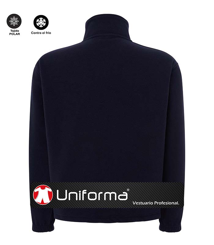 Chaqueta Polar Azul Marino  cierre de cremallera Completa, puños elástico, cuello alto, protección contra el frío, personalizable con logo de empresa en Uniforma, bordado, serigrafía - HK3030